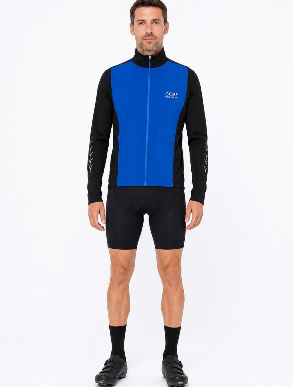 GORE Bike Wear Cycling Jersey Jacket Blue Black Full Zip Long Sleeve Men's L
